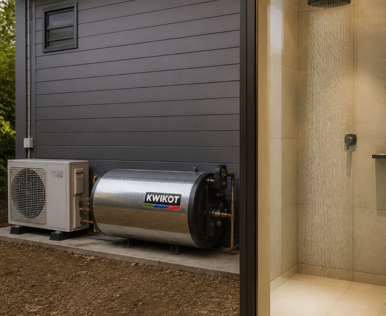 Heat pump connected to a hot water cylinder